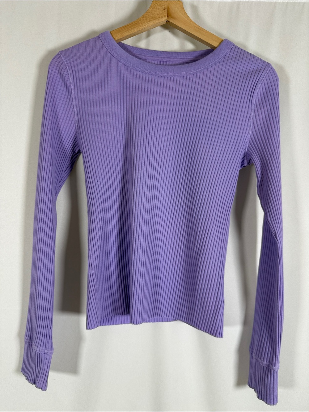 aerie Lavender Ribbed Long-Sleeve Crewneck Top